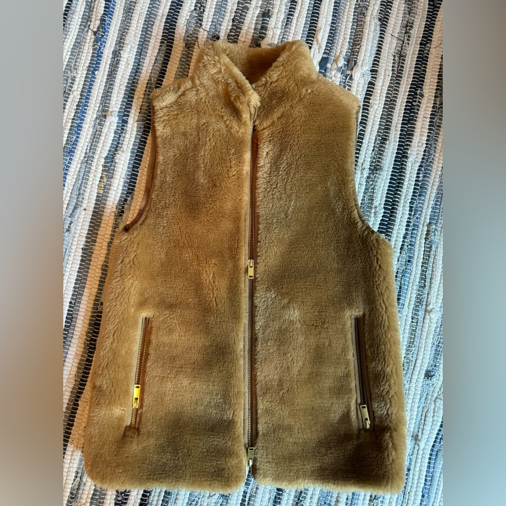 Jcrew furry teddy vest.